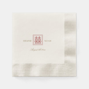 Serviette En Papier Chinois moderne minimaliste Élégant Mariage rouge