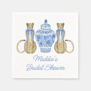 Serviette En Papier Chinoiserie Aquarelle Bow Cheetah Ginger Jar