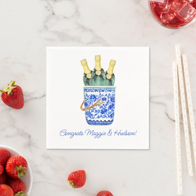 Serviette En Papier Chinoiserie Aquarelle Wine Bucket Party (En situation)