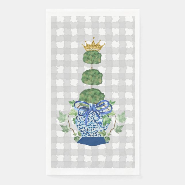 Serviette En Papier Chinoiserie Blue Ginger Jar topiary (Devant)