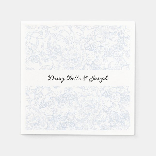 Serviette En Papier Chinoiserie Blue Peony Wedding (Devant)