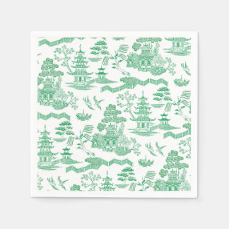 Serviette En Papier Chinoiserie Blue Willow en vert