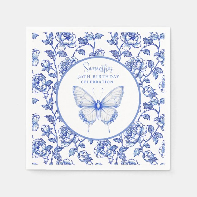Serviette En Papier Chinoiserie Butterfly Birthday Plate (Devant)