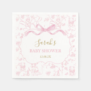 Serviette En Papier Chinoiserie de Bow rose Baby shower Girl
