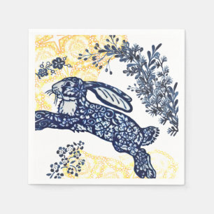 Serviette En Papier Chinoiserie de Rabbit bleu Oriental