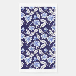 Serviette En Papier Chinoiserie Delft Blue Floral Porcelaine Motif