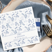 Chinoiserie Elégant Floral bleu et blanc Mariage