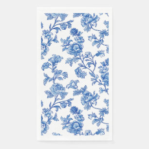 Serviette En Papier Chinoiserie florale bleu et blanc