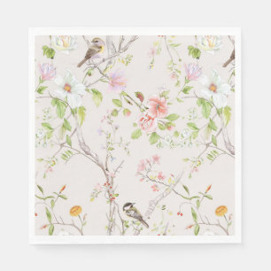 Serviette En Papier Chinoiserie florale rose