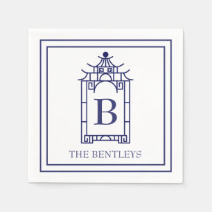 Serviette En Papier Chinoiserie Monogramme Pagoda Party Pagoda