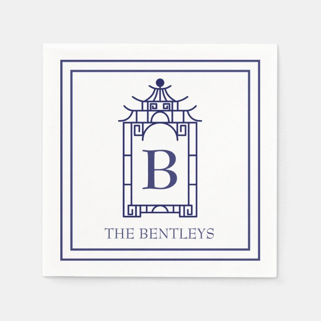 Serviette En Papier Chinoiserie Monogramme Pagoda Party Pagoda (Devant)