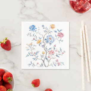 Serviette En Papier Chinoiserie Motif aquarelle
