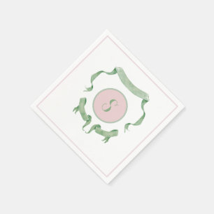 Serviette En Papier Chinoiserie Pink Ribbons Logo Crest