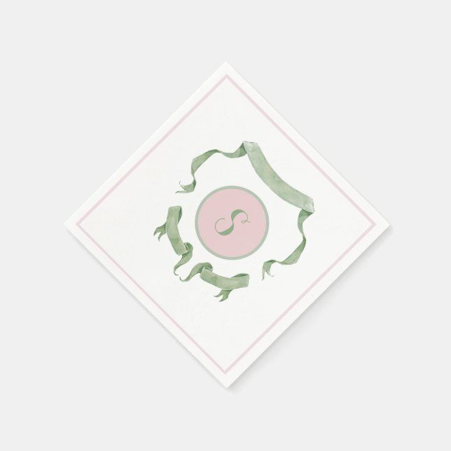 Serviette En Papier Chinoiserie Pink Ribbons Logo Crest (Coin)