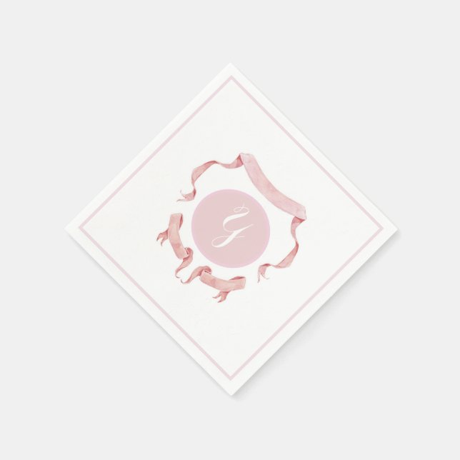 Serviette En Papier Chinoiserie Pink Ribbons Logo Crest (Coin)