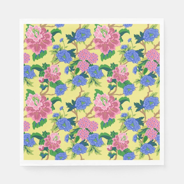 Serviette En Papier Chinoiserie Preppy Floral (Devant)