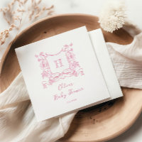 Chinoiserie Russe Bow Floral Crest Baby shower