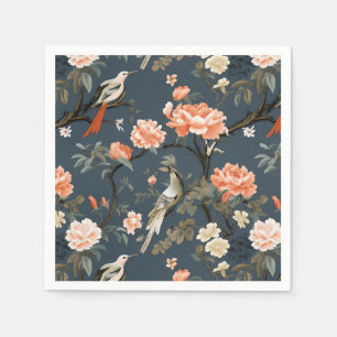 Serviette En Papier Chinoiserie sur Denim Blue