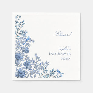 Serviette En Papier Chinoiserie Toile Bleu Fleurie Baby Shower