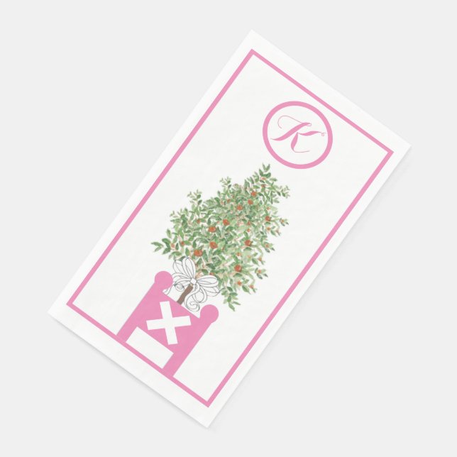 Serviette en papier Chinoiserie Topiaire d'Orange (Coin)