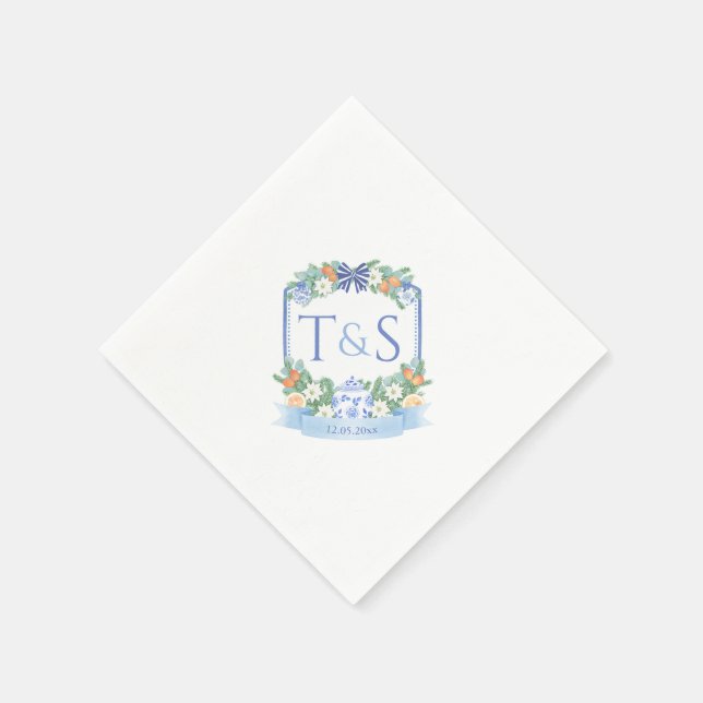 Serviette En Papier Chinoiserie Vacances Couples Crest Mariage (Coin)
