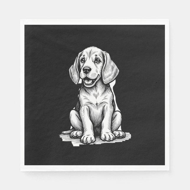 Serviette En Papier Chiot beagle adorable, Amoureux des animaux de fam (Devant)