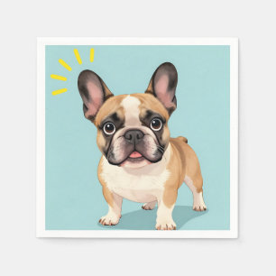 Serviette En Papier Chiot Bouledogue Français Fauve Adorable 