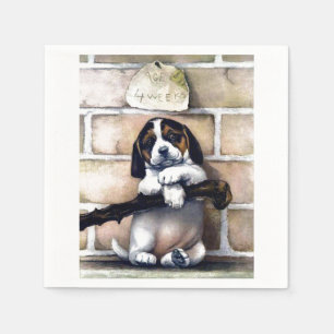Serviette En Papier Chiot chien à vendre illustration vintage mignonne