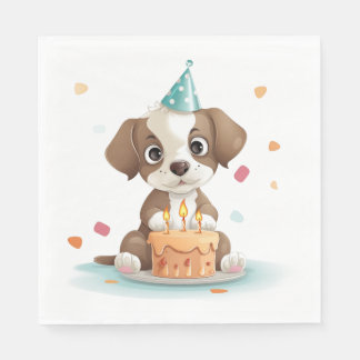 Serviette En Papier Chiot d'anniversaire
