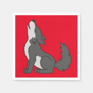 Serviette En Papier Chiot de loup gris hurlant