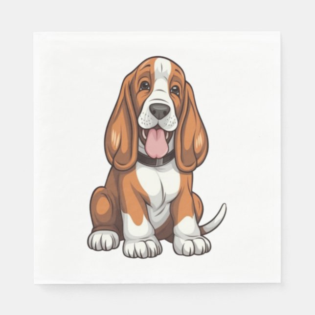 Serviette En Papier Chiot Kawaii Basset (Devant)