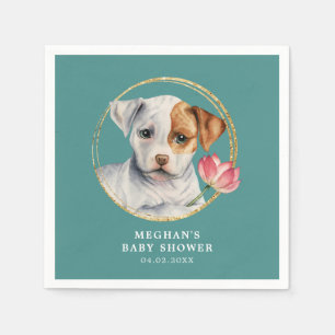 Serviette En Papier Chiot mignon avec le baby shower de fleur