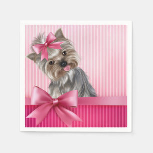 Serviette En Papier Chiot rose de princesse Yorkie de Yorkshire