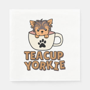 Serviette En Papier chiot Yorkie en tasse à thé
