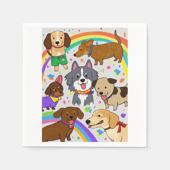 Serviette En Papier Chiots Chiens joueurs (Devant)