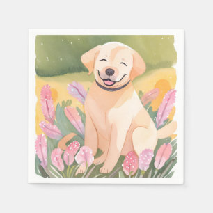 Serviette En Papier Chiots Labrador Retriever   Lab Dog Mignon Aquarel
