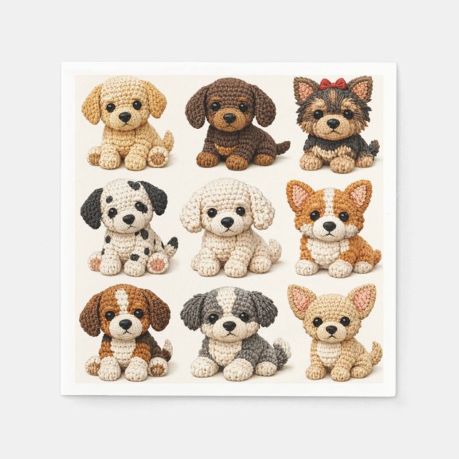 Serviette En Papier Chiots tricotés adorables (Devant)