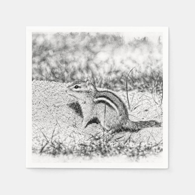 Serviette En Papier Chipmunk Sketch (Devant)