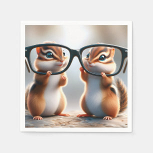 Serviette En Papier Chipmunks avec lunettes noires