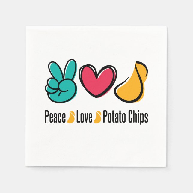 Serviette En Papier Chips de pommes de terre Peace Love (Devant)