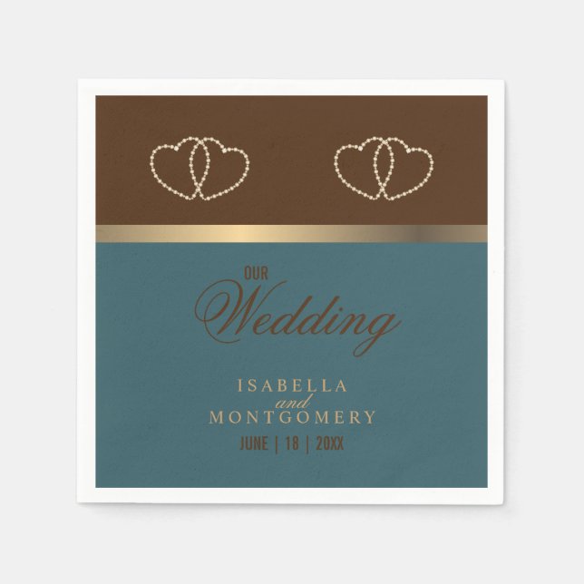 Serviette En Papier Chocolat Brown et sombre Turquoise (Devant)