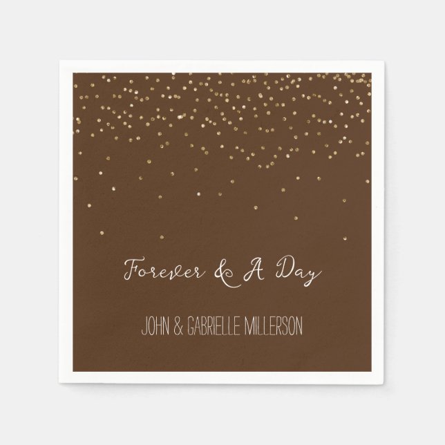 Serviette En Papier Chocolat Brown or glam Confetti (Devant)