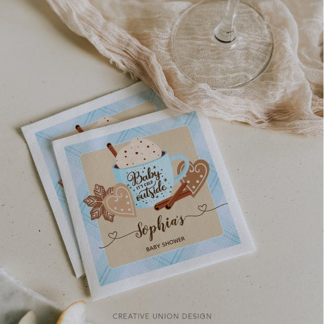 Serviette En Papier Chocolat chaud Baby shower d'hiver garçon (Créateur téléchargé)
