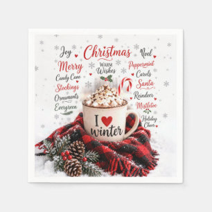 Serviette En Papier Chocolat chaud de Noël avec nuage de mots