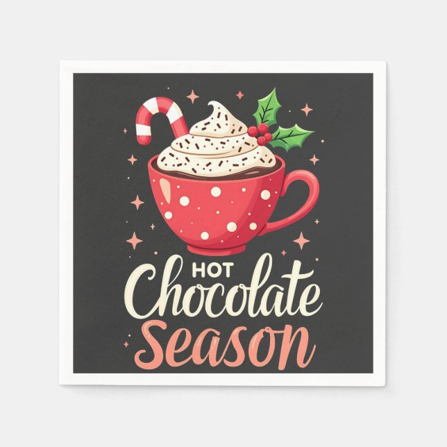 Serviette En Papier Chocolat chaud saison Amateurs de Noël (Devant)