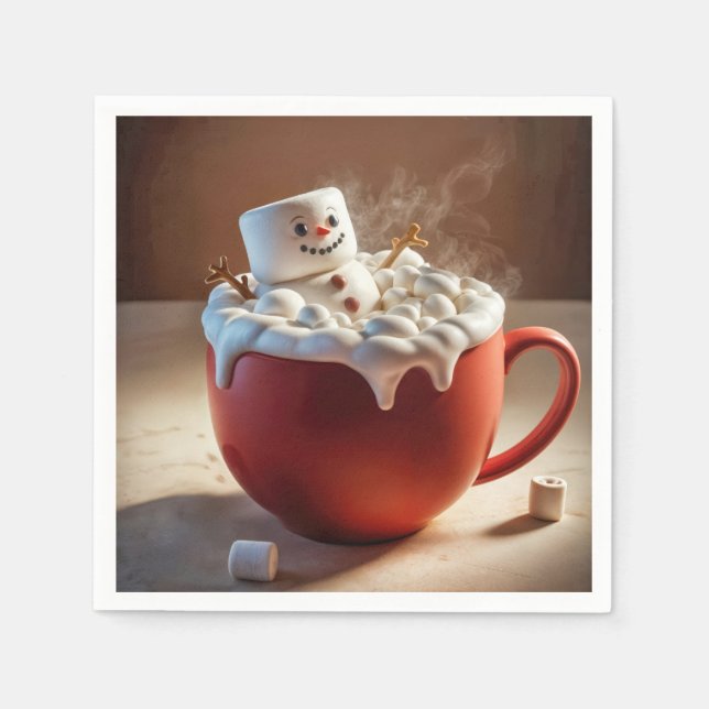 Serviette En Papier Chocolat chaud Snowman (Devant)