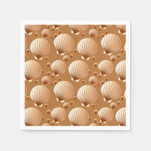 Serviette En Papier Chocolat et coquillages bronzés sur cacao brun