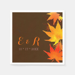 Serviette En Papier Chocolat Feuille d'automne Mariage Brown