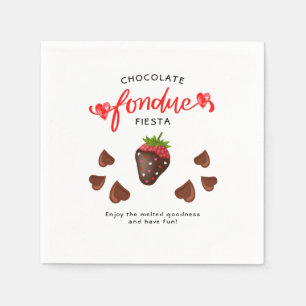 Serviette En Papier Chocolat Fondue Fiesta Coeurs fraises Anniversaire