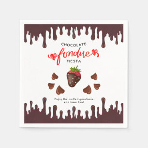 Serviette En Papier Chocolat Fondue Fiesta Coeurs fraises Anniversaire